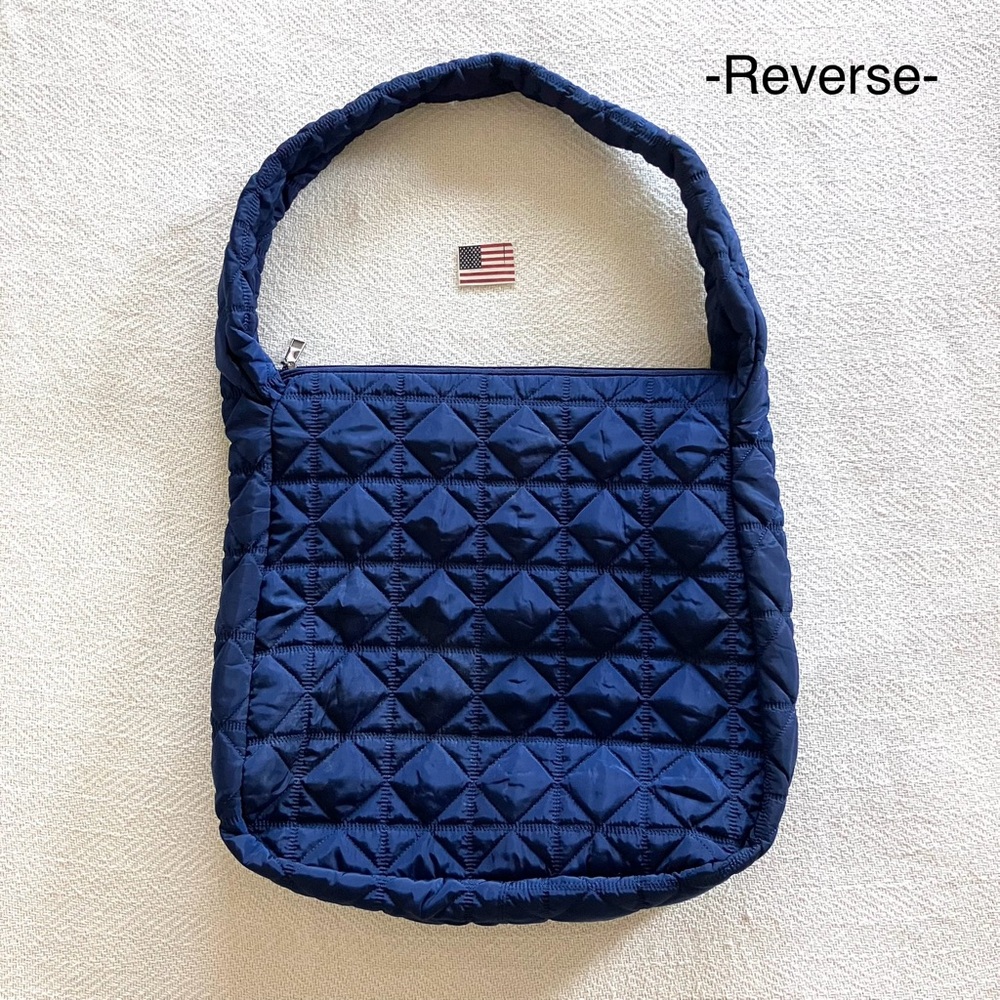 Quilted Puffer Navy Tote Bag - Picture 3 of 11